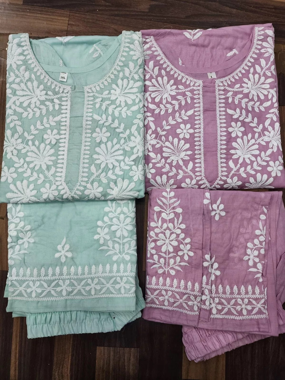 Heavy Cotton With Chikankari Embroidery Work Kurti Pant