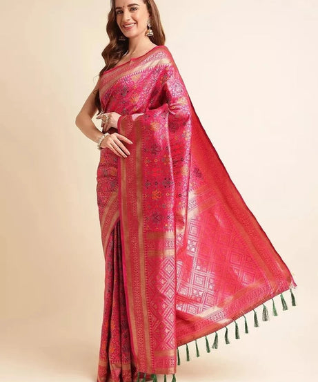 Heavy Banarasi Weaving Patola Silk Saree With Blouse