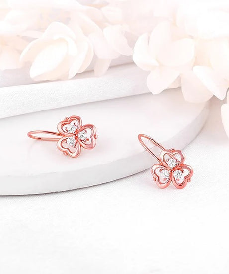 Rose Gold Three Leaf Clover Earrings