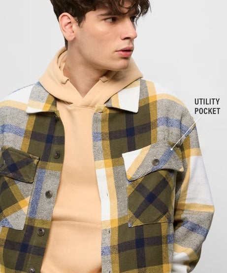 Plaid Sunbeam Men Flannel Shackets