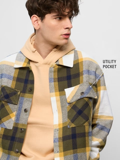 Plaid Sunbeam Men Flannel Shackets