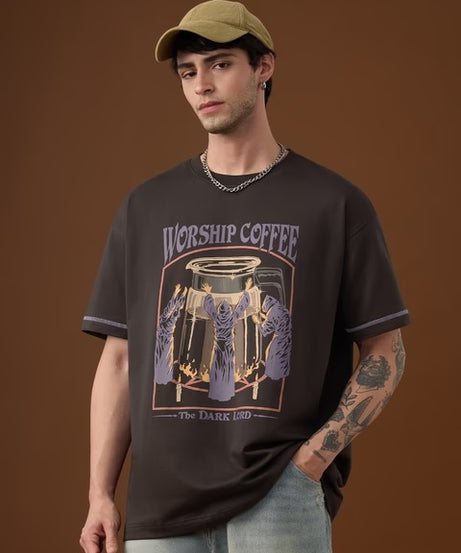 Steven Rhodes Worship Coffee Oversized T-Shirts