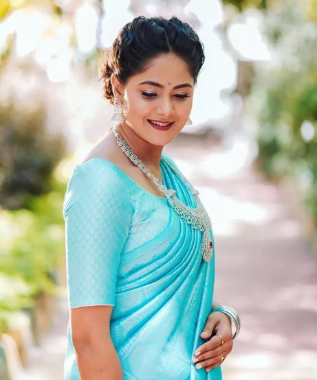 Women's Indian Designer Soft Lichi Silk Saree & Blouse