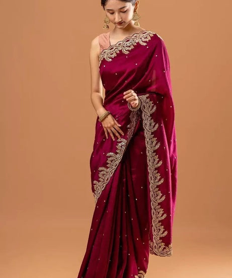 New Heavy Satin Silk Saree Blouse,Party Wedding Wear Sari