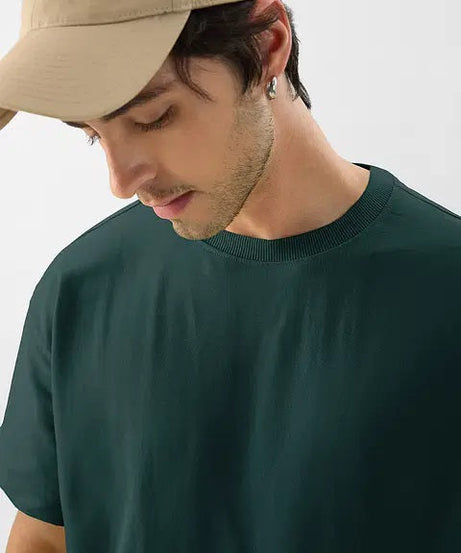 Solids Emerald Green Oversized T-Shirts