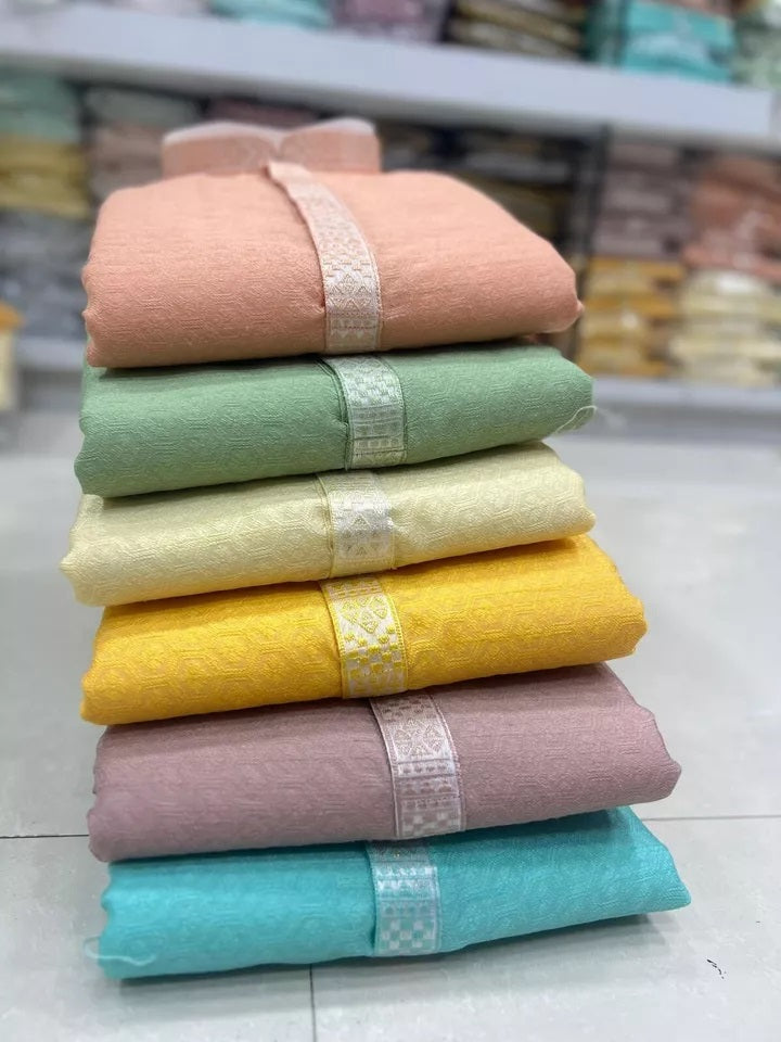 Heavy Jacquard Silk Beautiful Function Full Stitched Kurta Pajama For Men's