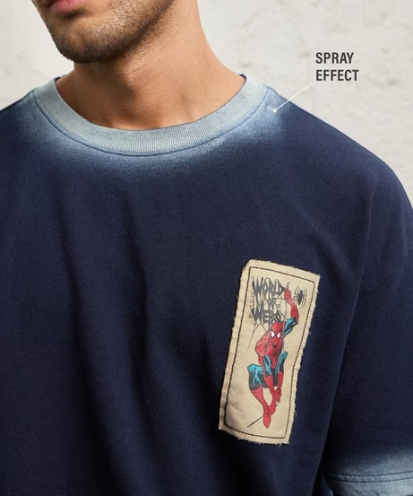 Spray Effect Spider-Man World Of Webs Oversized T-Shirts