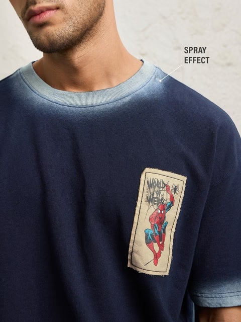 Spray Effect Spider-Man World Of Webs Oversized T-Shirts