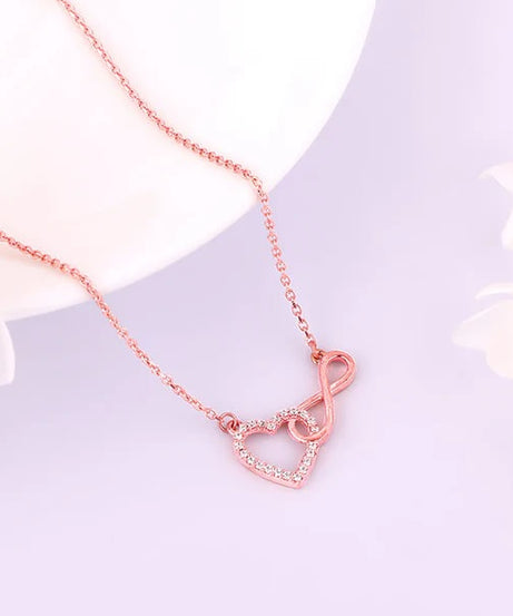 Rose Gold Sparkling Infinity Pendant with Link Chain