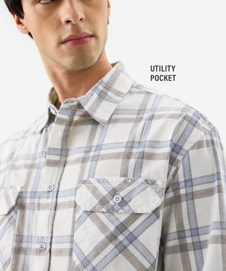 Plaid Glacier Men Textured Shirts