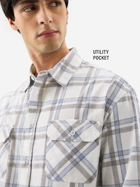 Plaid Glacier Men Textured Shirts