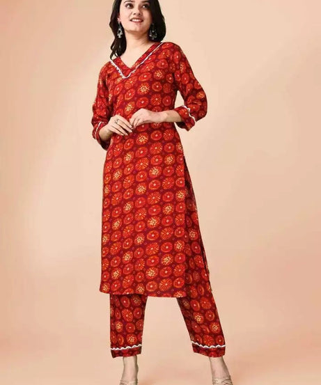 Fancy Full Stitched Delta Silk & Printed Work Top Bottom