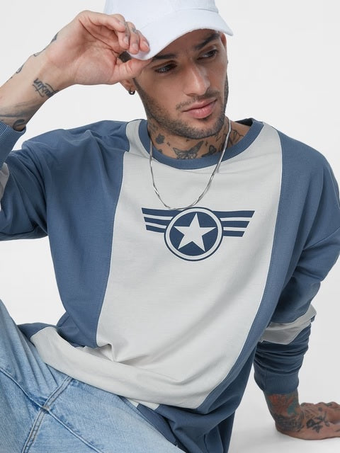 Captain America Colourblock Oversized Full Sleeve T-Shirts