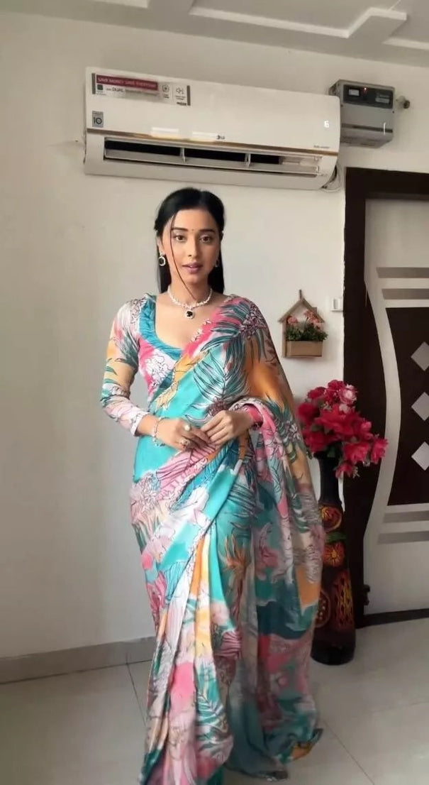 Pure Soft Georgette Digital Print Ready To Wear Sari