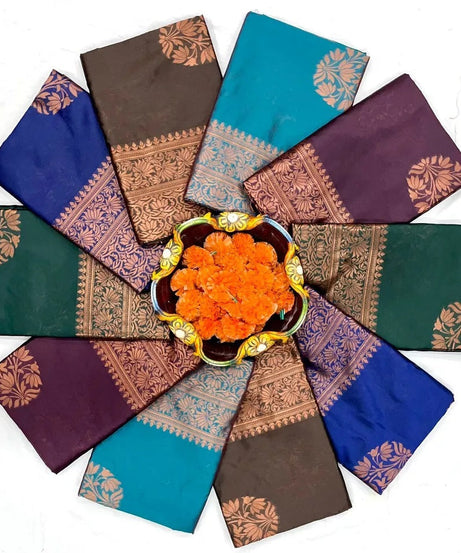 Soft Lichi Silk Rich Pallu Jacquard Work Saree With Blouse