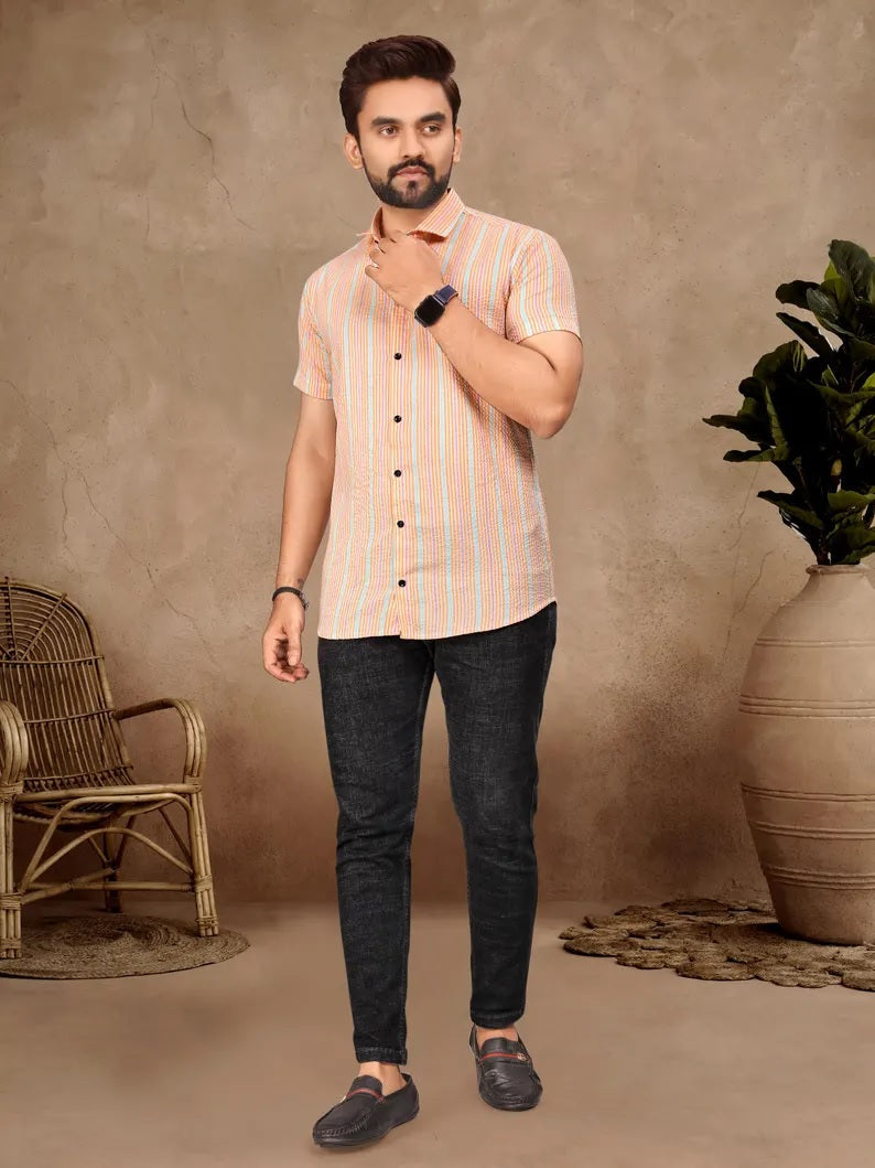 Pure Cotton Bubble Pattern Men's Shirt