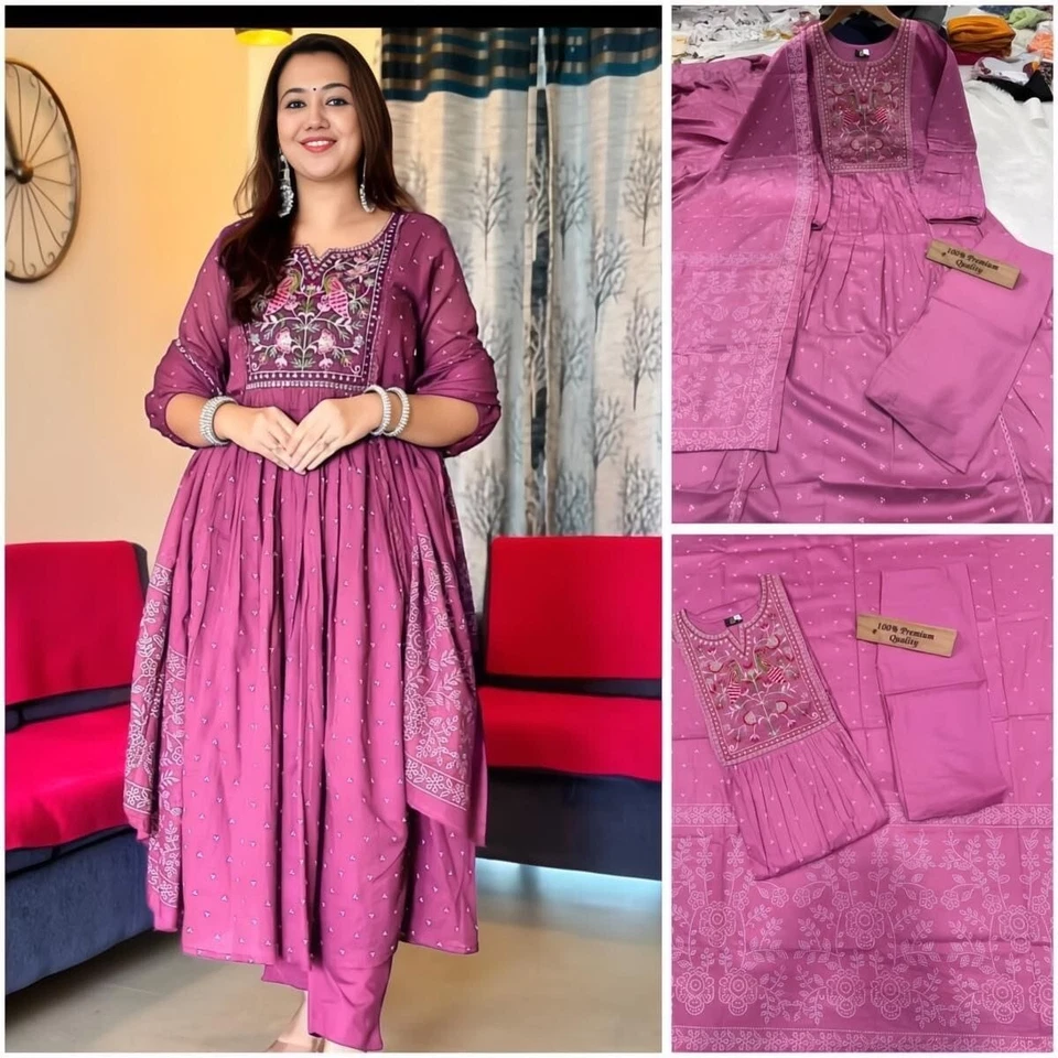 New Trending Reyon With Embroidery Work Wedding Party Wear Top Bottom Dupatta 12-BS