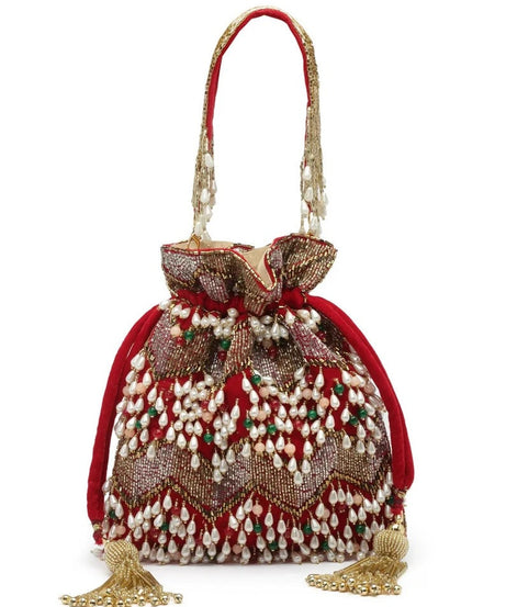 Dangle Embellished Velvet Potli Bag