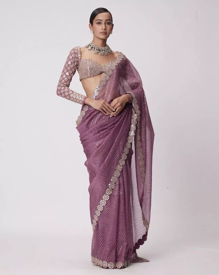 Heavy Soft Georgette Wedding PartyWear Saree, Classic Ethnic Sari & Blouse