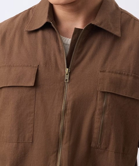 Zipper Shirt  Fawn Oversized Shirts