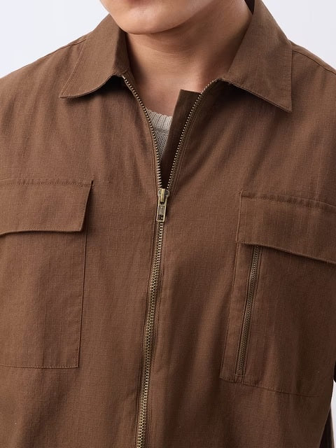 Zipper Shirt  Fawn Oversized Shirts