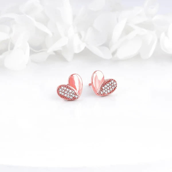Rose Gold Made for Each Other Stud Earrings