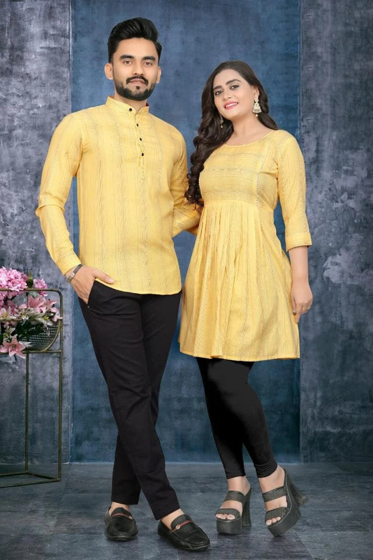 Premium Linen Cotton Fabric Couple Combo Set