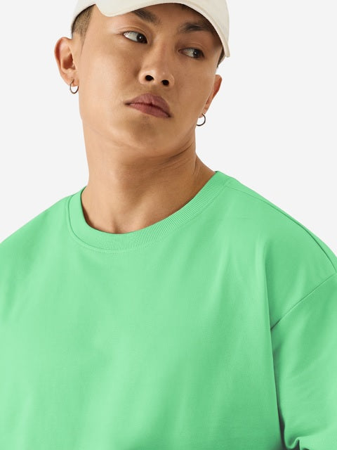 Solids Spring Bud Green Oversized T-Shirts