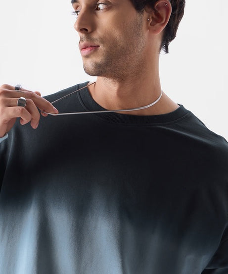 Ombre  Midnight Blue Oversized Full Sleeve T-Shirts