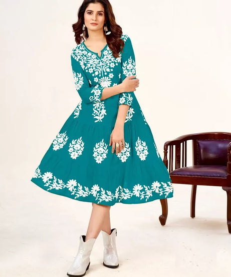 Heavy Rayon With Lakhnavi Work Beautifull Kurti