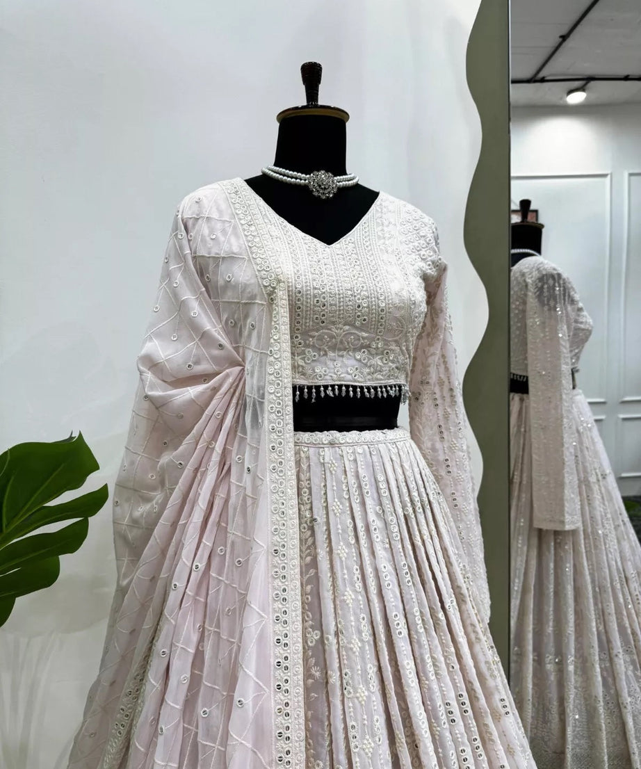 Georgette With Sequence & Theard Work Lehenga Blouse Dupatta