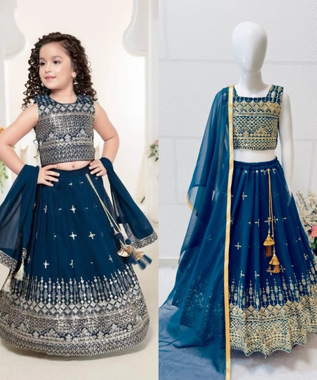 Trending Kids Wear Sequence Embroidery with Beautiful Work Lehenga Blouse with Dupatta 22-MNT