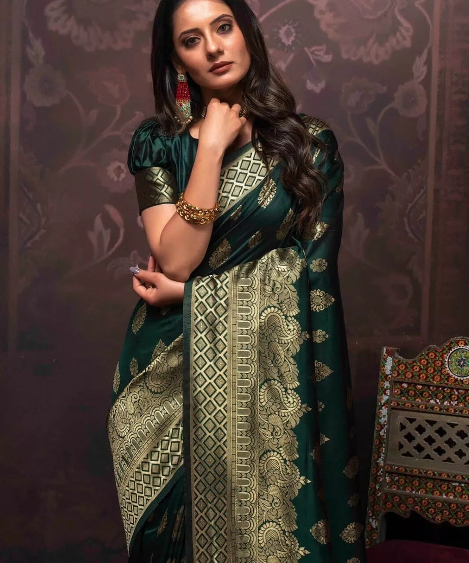 Banarasi Soft Silk Wedding Classic Designer Exclusive Sari & Blouse