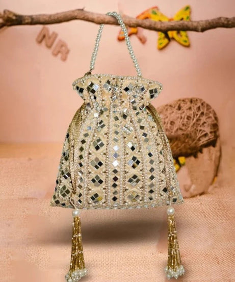 Designer Heavy Mirror Work Potli Bag