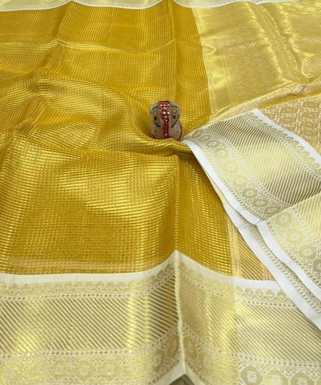 Yellow Beautifull Soft Tissue Silk Saree With Blouse