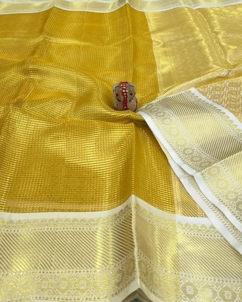 Yellow Beautifull Soft Tissue Silk Saree With Blouse