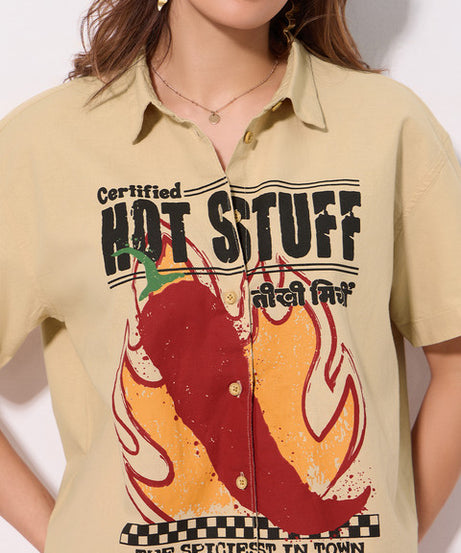 Cotton Linen  Teekhi Mirchi Women Holiday Shirts