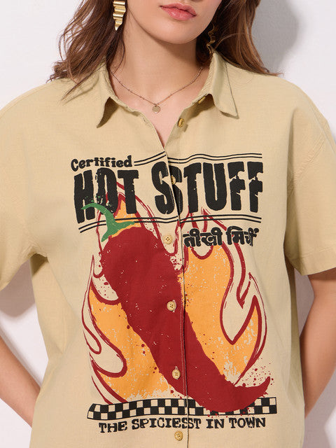 Cotton Linen  Teekhi Mirchi Women Holiday Shirts
