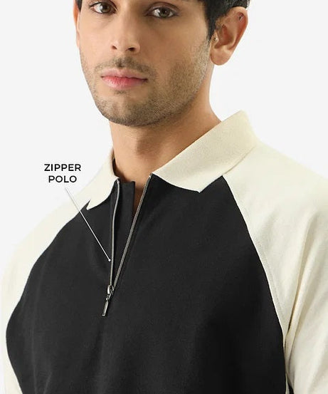 Solids Black & White Colourblock Polos
