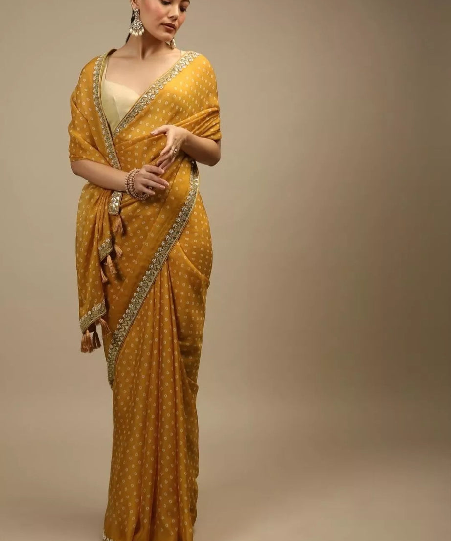 Women's Party Wear Chinon Silk Saree Blouse,Wedding Designer Sari