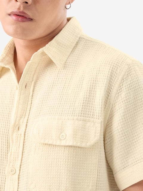 Off White Men Textured Shirts