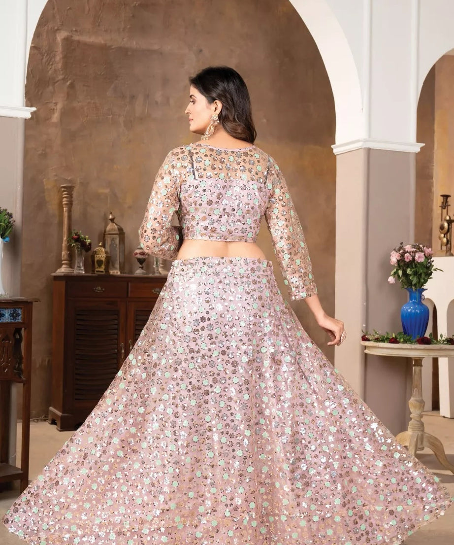 Embellished With  Sequence Work  Designer Lehenga Blouse & Dupatta