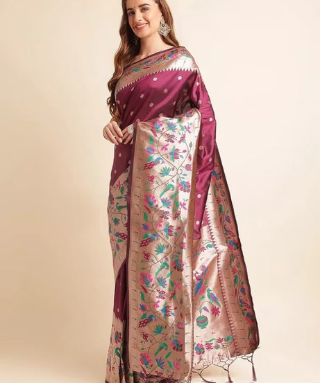 Pure Soft Kanchivaram Pethani Silk Saree With Blouse