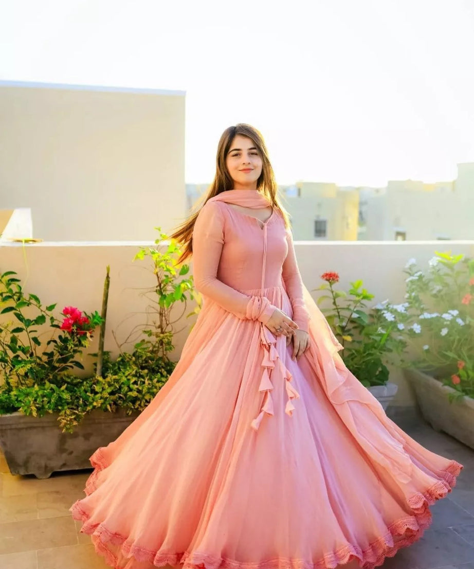 Traditional Wear Faux Georgette Long Anarkali Gown & Dupatta