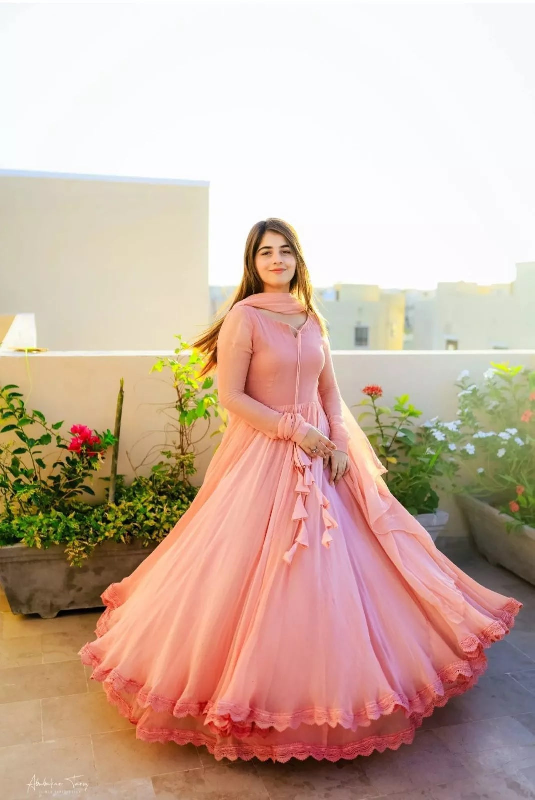 Traditional Wear Faux Georgette Long Anarkali Gown & Dupatta