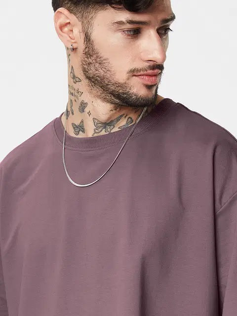 Solids Pale Purple Oversized T-Shirts