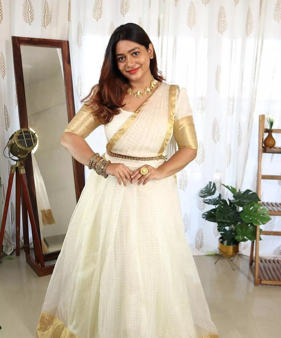 Organza Weaving Chex Lehenga Blouse Dupatta