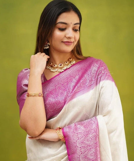 Designer Traditional Banarasi Soft Silk Saree With Blouse