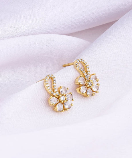 Golden White Floral Damsel Earrings