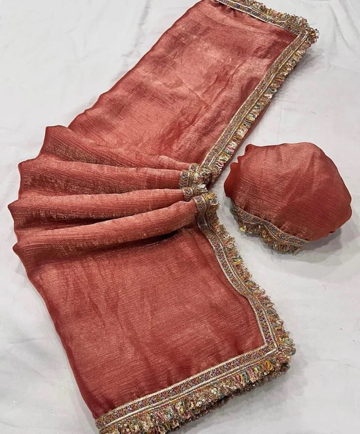 Chiffron Fendy Sari , Traditional Designer Wedding Wear Saree With Blouse